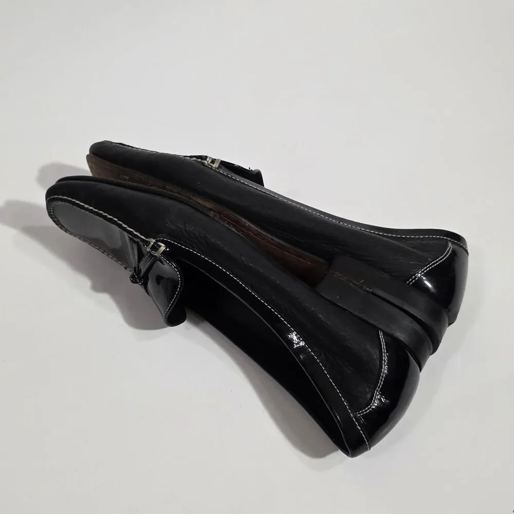 Cole Haan Black Patent & Leather Loafers with White Stitching - Picture 8 of 11